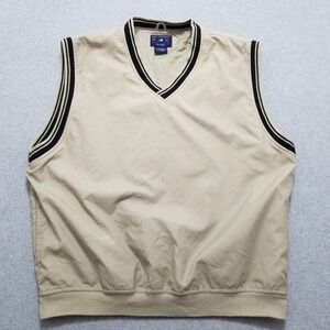 Port Authority Vest Mens‎ Large Beige V Neck Pockets Windbreaker